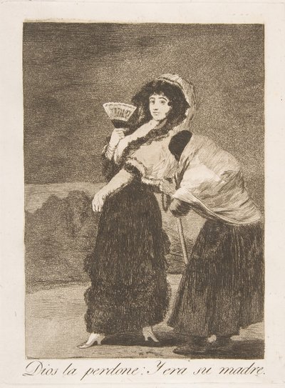 Tablica 16 z Los Caprichos: Na litość boską: i to była jej matka Dios la Perdone: Y..., 1799. autorstwa Francisco de Goya