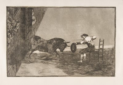 Tablica 18 Tauromachii: Odwaga Martincho na ringu w Saragossie, 1816. autorstwa Francisco de Goya