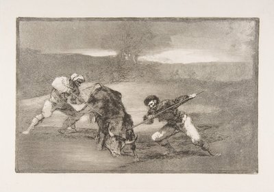 Tablica 2 Tauromachii: Inny sposób polowania na piechotę, 1816. autorstwa Francisco de Goya