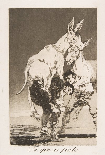 Tablica 42 z Los Caprichos: Ty, który nie możesz Tu que no puedes., 1799. autorstwa Francisco de Goya
