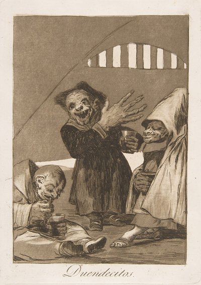 Tablica 49 z Los Caprichos: Hobgoblins Duendecitos., 1799. autorstwa Francisco de Goya