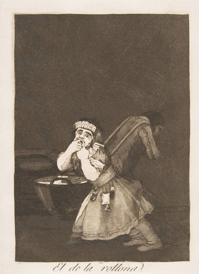 Płyta 4 z Los Caprichos: Niania chłopiec El de la rollona., 1799. autorstwa Francisco de Goya