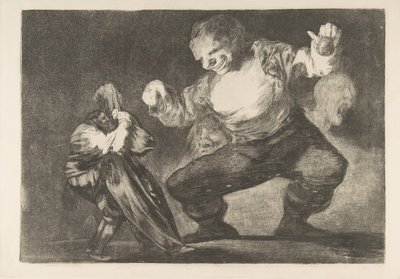 Tablica 4 z „Disparates”: Simpleton, ca. 1816-23 opublikowane w latach 1854-63. autorstwa Francisco de Goya