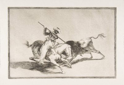 Płyta 5 z The Tauromaquia: Porywający Moor Gazul jest pierwszym, który zgodził się włóczniami byków..., 1816. autorstwa Francisco de Goya