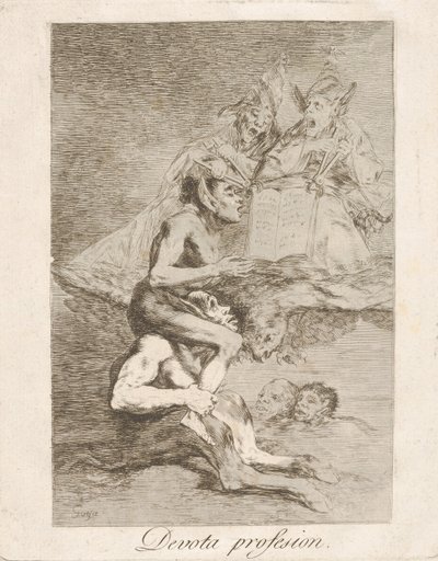 Tablica 70 z Los Caprichos: Pobożna profesja Devota profesion., 1799. autorstwa Francisco de Goya