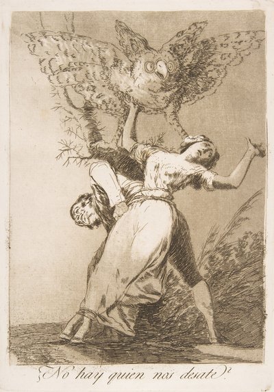 Tablica 75 z Los Caprichos: Czy nie ma nikogo, kto by nas rozwiązał ¿No hay quien nos desate, 1799. autorstwa Francisco de Goya
