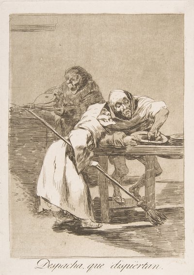 Tablica 78 z Los Caprichos: Szybko, budzą się Despacha, que dispiertan., 1799. autorstwa Francisco de Goya