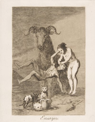 Tablica 60 z Los Caprichos: Trials Essays., 1799. autorstwa Francisco de Goya