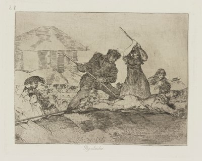 Pospólstwo. (motłoch), pl. 28 z cyklu Katastrofy wojny autorstwa Francisco de Goya