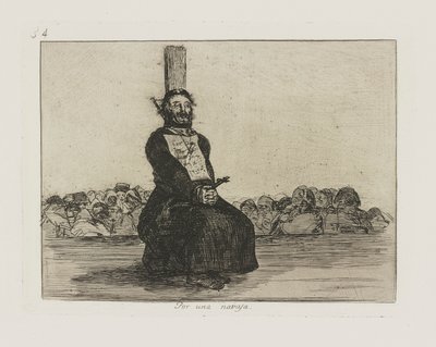 Brzytwą. (Na konto noża.), pl. 34 z cyklu Katastrofy wojny autorstwa Francisco de Goya