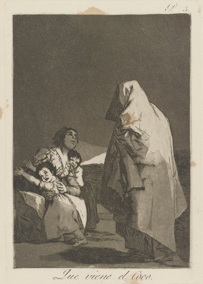 Szaleniec nadchodzi (Nadchodzi straszak-człowiek), pl. 3 z cyklu Kaprysy autorstwa Francisco de Goya