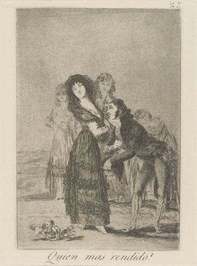 Quien mas rendido? (Który z nich jest bardziej zwyciężony?), pl. 27 z cyklu Los caprichos autorstwa Francisco de Goya