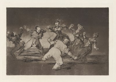 Si Marina Bayl?, tome lo que hall? (Jeśli Marion będzie tańczyć, to musi ponieść konsekwencje), z serii Los disparates (Los proverbios) autorstwa Francisco de Goya