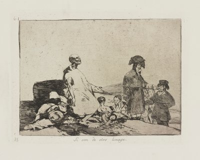 Jeśli są z innego rodu. (Być może są z innej rasy.), pl. 61 z cyklu Katastrofy wojny autorstwa Francisco de Goya