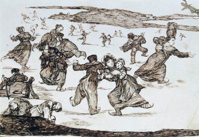 Łyżwiarze, w latach 1812-1823. autorstwa Francisco de Goya