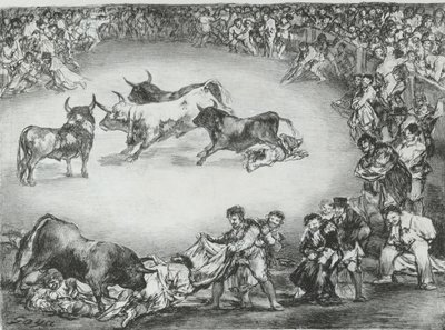 Hiszpańska rozrywka z „Byków z Bordeaux”, 1825., 1825. autorstwa Francisco de Goya