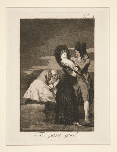 Tal para qual (Dwóch w swoim rodzaju), pl. 5 z Los caprichos autorstwa Francisco de Goya
