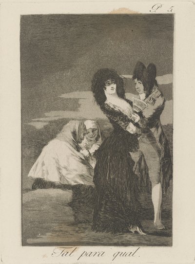 Tal para qual. (Dwóch w swoim rodzaju), pl. 5 z serii Los caprichos autorstwa Francisco de Goya