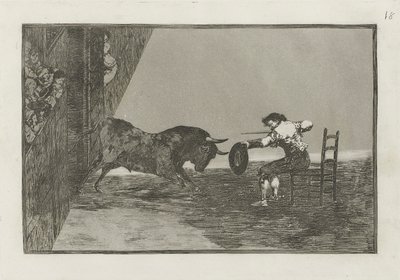 Temeridad de Martincho en la plaza de Zaragoza (Odwaga Martincho w pierścieniu w Saragossie), płyta 18 z La tauromaquia autorstwa Francisco de Goya