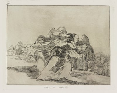 Wszystko się pomieszało. (Wszystko jest Topsy-Turvy.), pl. 42 z cyklu Katastrofy wojny autorstwa Francisco de Goya