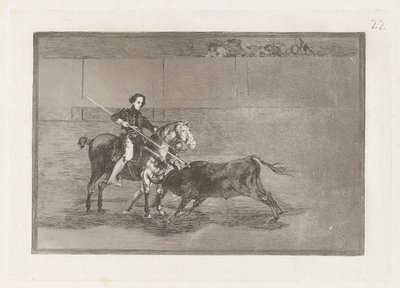 Valor manil de la c?lebre Pajuelera en la de Zaragoza (Męska odwaga sławnej Pajuelera w [Pierścieniu] w Saragossie), płyta 22 z La tauromaquia autorstwa Francisco de Goya