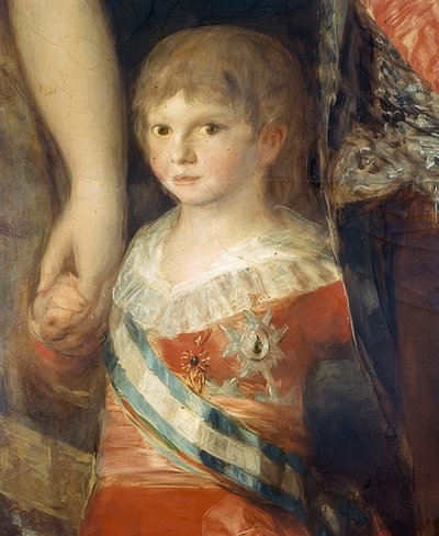Rodzina Karola IV Hiszpanii. 1800/01. Szczegół: Niemowlę Francisco de Paula Antonio autorstwa Francisco de Goya