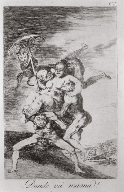 193-0082165 Dokąd idzie matka?, płyta 65 „Los caprichos” autorstwa Francisco Jose de Goya y Lucientes