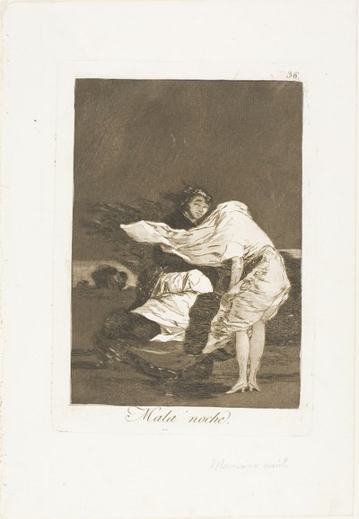 Zła noc, tablica 36 z Los Caprichos autorstwa Francisco Jose de Goya y Lucientes