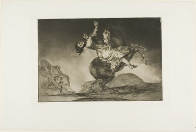 Kobieta i koń, niech ktoś inny je zapanuje, tablica dziesiąta z Los Proverbios autorstwa Francisco Jose de Goya y Lucientes