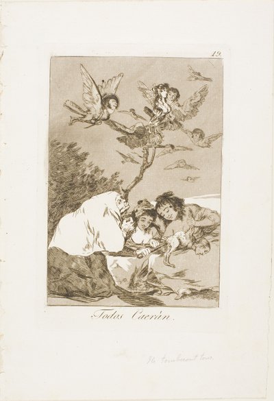 All Will Fall, płyta 19 z Los Caprichos autorstwa Francisco Jose de Goya y Lucientes