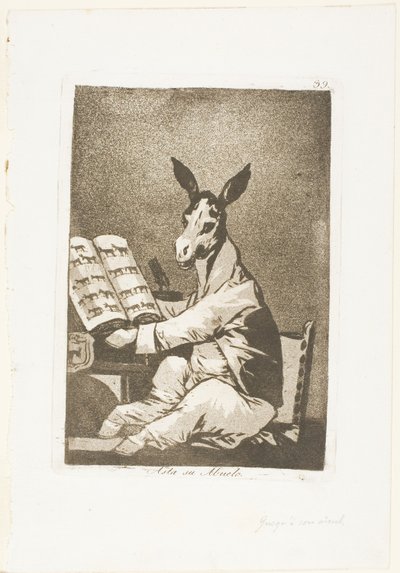 I tak był jego dziadek, tablica 39 z Los Caprichos autorstwa Francisco Jose de Goya y Lucientes