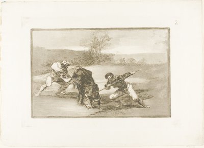 Kolejny sposób polowania na piechotę, płyta druga z Sztuki walki byków autorstwa Francisco Jose de Goya y Lucientes