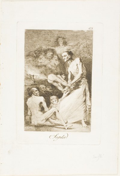 Cios, płyta 69 z Los Caprichos autorstwa Francisco Jose de Goya y Lucientes