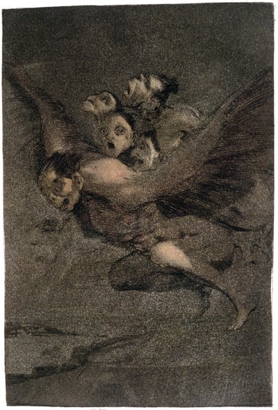 Buen Viage (bezpieczna podróż). Skrzydlate Potwory. ok. 1802 (grawerowanie) autorstwa Francisco Jose de Goya y Lucientes