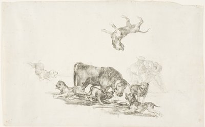 Byk zaatakowany przez psy autorstwa Francisco Jose de Goya y Lucientes