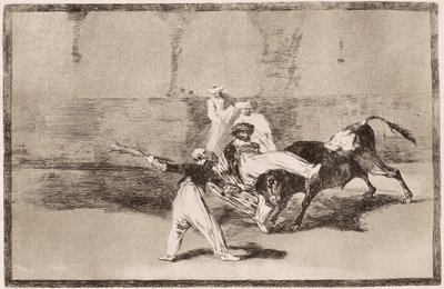 Walka byków: Maur otrzymuje cios w róg na arenie autorstwa Francisco de Goya