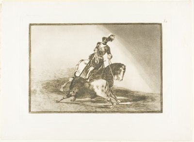 Karol V przebija byka na ringu w Valladolid, tablica dziesiąta z The Art of Bullfighting autorstwa Francisco Jose de Goya y Lucientes