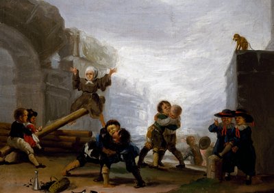 Dzieci walczą i bawią się na huśtawce autorstwa Francisco Jose de Goya y Lucientes