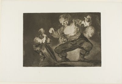 Tańczący olbrzym, z Disparates, opublikowany jako płyta 4 w Los Proverbios autorstwa Francisco Jose de Goya y Lucientes