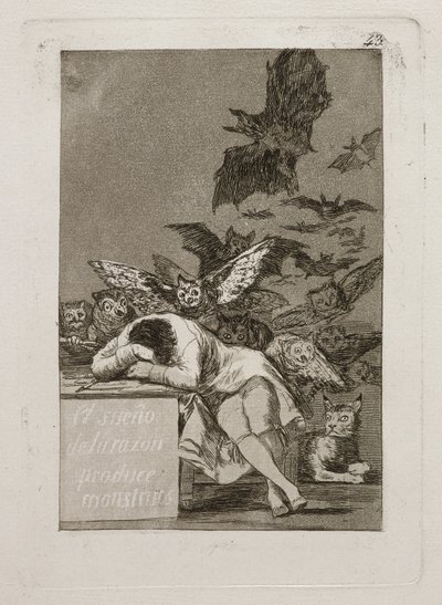 Sen o rozsądku rodzi potwory autorstwa Francisco Jose de Goya y Lucientes