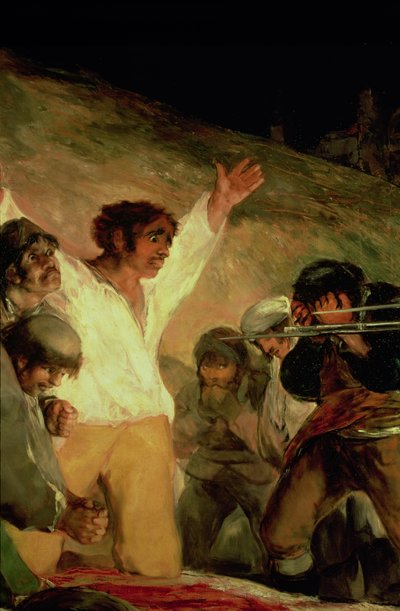 Egzekucja obrońców Madrytu, 3 maja 1808 r., fragment mężczyzny z podniesionymi rękami autorstwa Francisco Jose de Goya y Lucientes