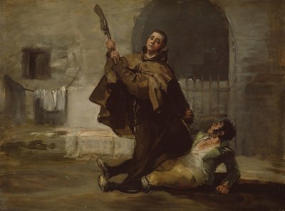 Fra Pedro Clubs El Maragato z kolbą pistoletu, ok. 1806 (olej na panelu) autorstwa Francisco Jose de Goya y Lucientes
