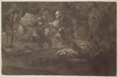 Zagadka pogrzebowa, płyta 18 z "Przysłów autorstwa Francisco Jose de Goya y Lucientes