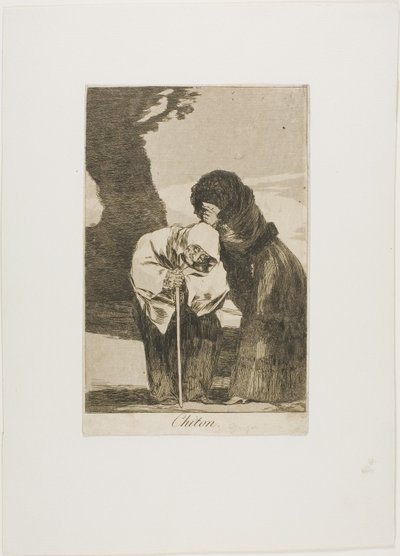 Cisza, płyta 28 z Los Caprichos autorstwa Francisco Jose de Goya y Lucientes