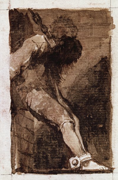 Jeśli to przestępca, szybko umiera. (Akwatinta, ok. 1810) autorstwa Francisco de Goya