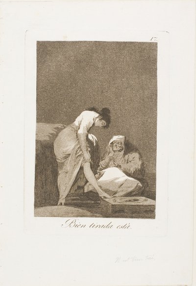 Jest Ładnie Rozciągnięty, płyta 17 z Los Caprichos autorstwa Francisco Jose de Goya y Lucientes