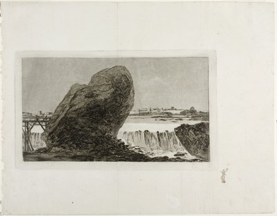 Krajobraz z wodospadem, przed 1810 autorstwa Francisco de Goya
