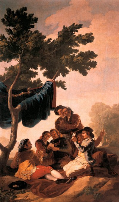 „Gracze w karty” Obraz Francisco de Goya y Lucientes (1746-1828) na gobelin wykonany w Królewskiej Manufakturze Gobelinów do jadalni Pałacu El Pardo w 1778 r. Muzeum Prado. Madryt autorstwa Francisco Jose de Goya y Lucientes