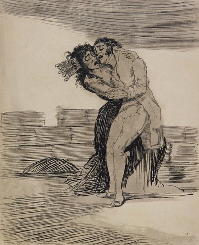 Obejmujący się mężczyzna i kobieta autorstwa Francisco Jose de Goya y Lucientes