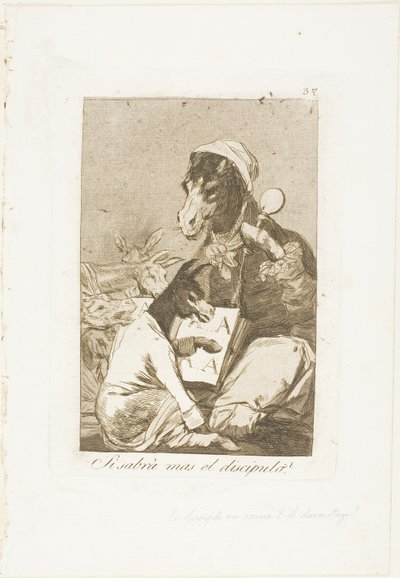Czy uczeń nie może wiedzieć więcej?, płyta 37 z Los Caprichos autorstwa Francisco Jose de Goya y Lucientes